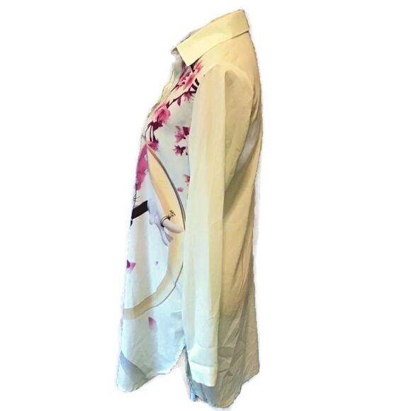 TopShop Womens Mint Green Button Down Front Minnie Mouse Graphic Blouse Medium - Picture 2 of 9